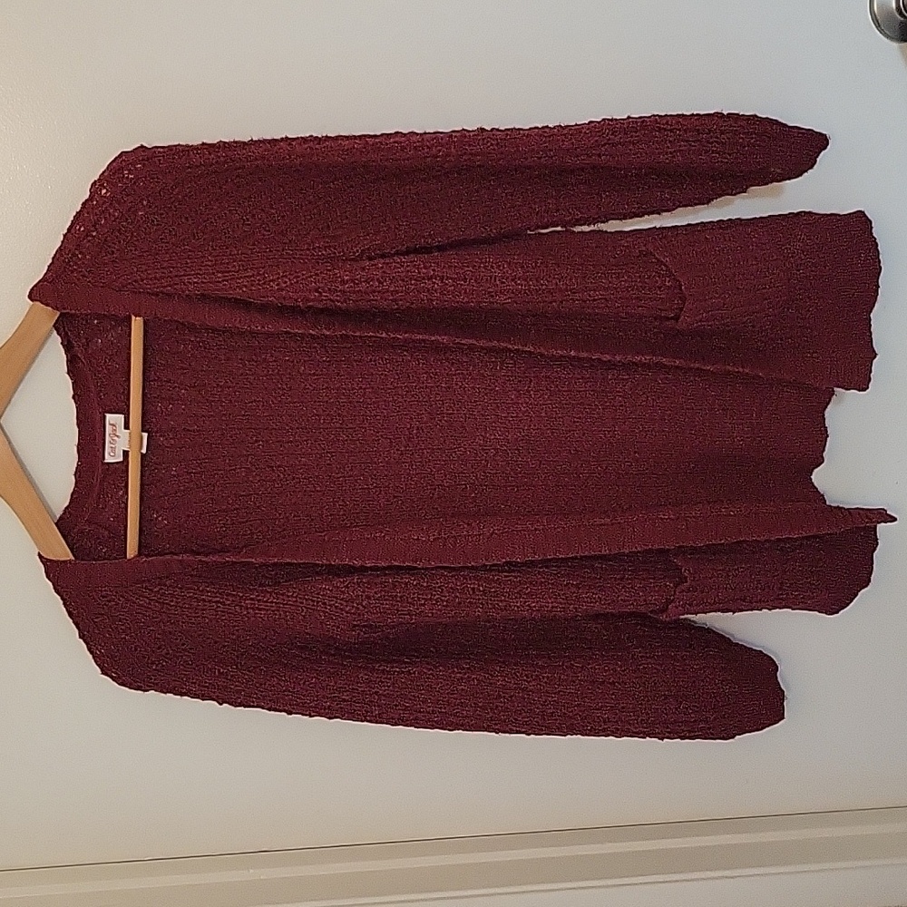 Cat and Jack Open Front Burgundy Sweater, Sz L (10/12)